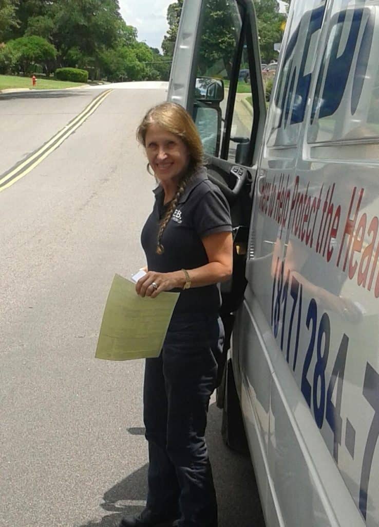 Kathlyn Smith, Owner of HEB Plumbing on her way to help another Euless area customer